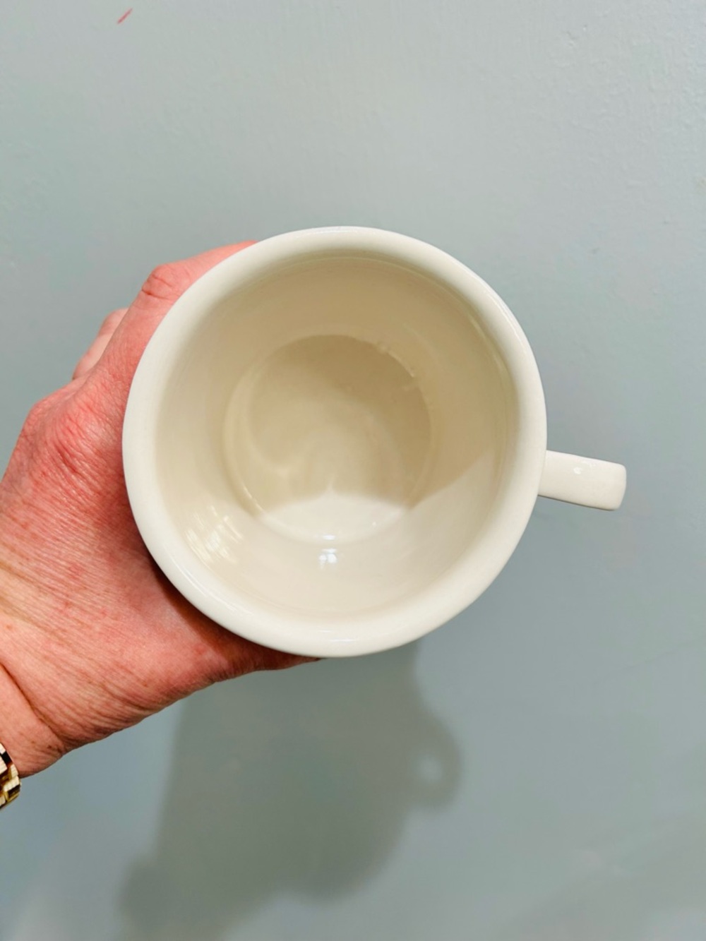 Anthropologie W Cream Ceramic Monogram Mug with Black Vintage Lettering Initial - Picture 6 of 9